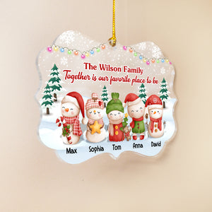 Together Is Our Favorite Place To Be Personalized Snowman Family Ornament, Christmas Gift For Family - Ornament - GoDuckee