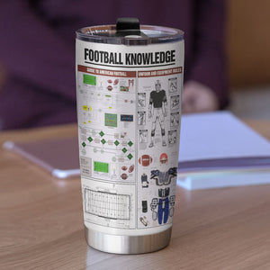 Personalized Kneeling Football Player Tumbler - Knowledge It's Hard To Beat Someone Who Never Quits - Tumbler Cup - GoDuckee