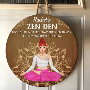 Yoga Zen Den - Personalized Round Wooden Sign - Wood Sign - GoDuckee