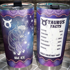 Horoscope Zodiac Taurus Facts - Personalized Tumbler Cup - Taurus Gifts - Taurus Horoscope - Tumbler Cup - GoDuckee