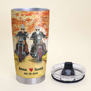 Personalized Biker Couple Tumbler - Our Home Ain't No Castle - - Tumbler Cup - GoDuckee