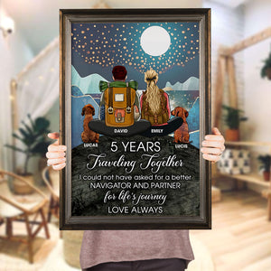 Personalized Hiking Couple With Dog Poster - I Could Not Have Asked For A Better Navigator And Partner - Poster & Canvas - GoDuckee