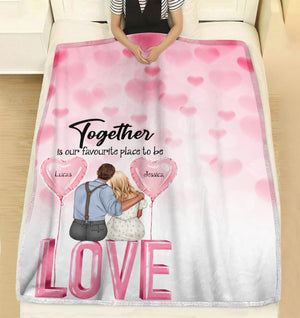 Together Is Our Favorite Place To Do Personalized Blanket, Couple Gift - Blanket - GoDuckee