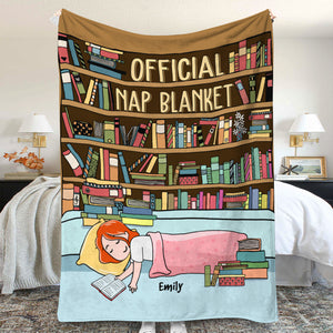 Personalized Cartoon Sleeping Girl Blanket - Book Lover - Official Nap Blanket BOOK2104 - Blanket - GoDuckee