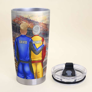 Behind Every Dirt Track Racer Is A Dirt Track Racing Dad Personalized Dirt Track Racing Tumbler Cup - Tumbler Cup - GoDuckee