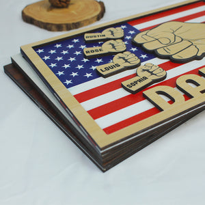 Daddy Personalized Layered Wood Sign, Gift For Dad Stand - Wood Sign - GoDuckee