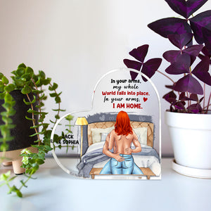 In Your Arms I Am Home Personalized Couple Plaque, Gift For Couple - Decorative Plaques - GoDuckee