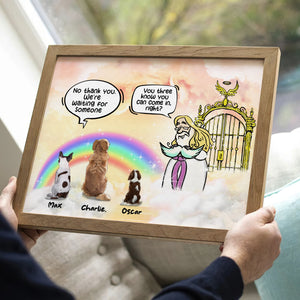 No Thank You I'm Waiting For Someone, Personalized Heaven Dog Poster & Canvas, Gift For Dog Lovers - Poster & Canvas - GoDuckee