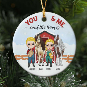 You And Me And The Horses, Couple Horse Breeders Ceramic Circle Ornament - Ornament - GoDuckee
