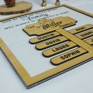 Family Side By Side Or Miles Apart - Personalized Layered Wood Sign Stand - Wood Sign - GoDuckee