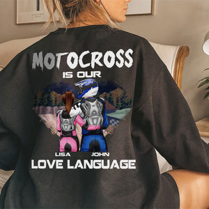 Motocross Couple Motocross Is Our Love Language Personalized Shirts - Shirts - GoDuckee
