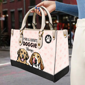 Doggie Things, Gift For Dog Lovers, Personalized Leather Bag - Leather Bag - GoDuckee