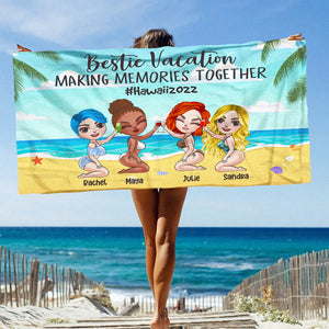 Bestie Vacation - Personalized Beach Towel - Gift For Friends/Besties - Cool Summer Girls - Beach Towel - GoDuckee