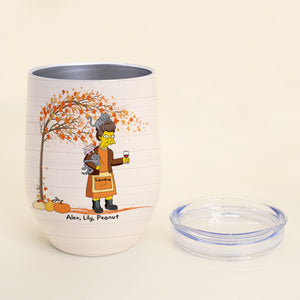 Personalized Old Women & Cat Breeds Wine Tumbler - Never Underestimate An Old Woman With Wine And Her Cats - Wine Tumbler - GoDuckee