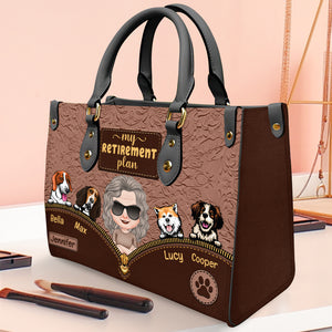 Dog Lover's Retirement Plan Bag, Personalized Leather Bag, Retirement Gift, Birthday Gift For Dog Mom/Dad - Leather Bag - GoDuckee
