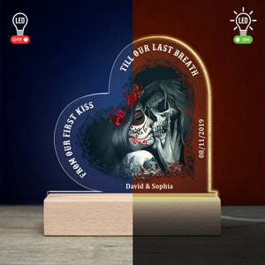 From Our First Kiss Till Our Last Breath Personalized 3D Led Light Wooden Base, Couple Gift - Led Night Light - GoDuckee