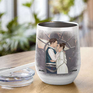 Personalized Couple Wine Tumbler - He's Not The Only Guy In The Universe, But He's The Only One That Matters - Wine Tumbler - GoDuckee