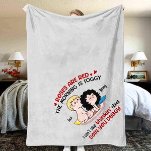 Roses Are Red The Morning Is Foggy Personalized Couple Pillow, Blanket, White Mug, Tumbler, Gift For Couple - Pillow - GoDuckee