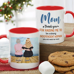 Mom, Thank You For Raising Me, Gift For Mom, Personalized Mug, Mom And Daughter Sitting Mug, Mother's Day Gift - Coffee Mug - GoDuckee