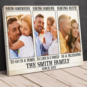 A Home A Family A Blessing Custom Family Photo Canvas - Holiday Gift For Family - Poster & Canvas - GoDuckee
