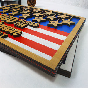 God Bless The Family, Personalized Layered Wood Sign Stand, Gift For Family, Friends - Wood Sign - GoDuckee