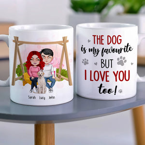 The Dog Is My Favourite But I Love You Too, Personalized Couple & Dog Mug - Coffee Mug - GoDuckee