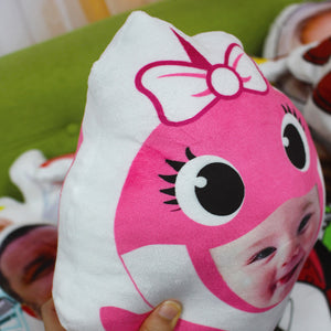 Custom Face Pillow, Love Family, Cute Little Pink Baby Shark - Pillow - GoDuckee