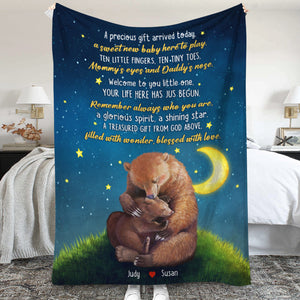 A Precious Gift Arrived Today, Family Mom And Children Blanket - Blanket - GoDuckee