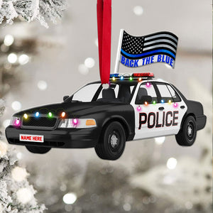 Back The Blue, Police Car - Personalized Christmas Ornament, Christmas Gift For Police Officer - Ornament - GoDuckee