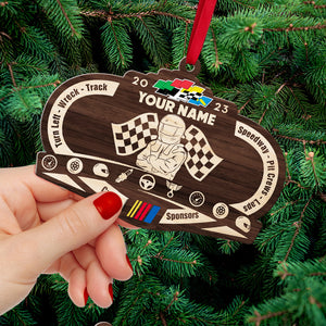 Turn Left-Wreck-Track Personalized Racing Custom Shape Wood Ornament - Ornament - GoDuckee