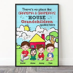 Personalized Grandma Canvas Print - There's No Place Like Grandma & Grandpa's House Grandchildren Spoiled Here - Poster & Canvas - GoDuckee