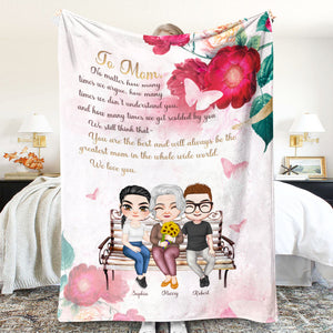 Happy Mother's Day Love You Mom, Mother & Children Personalized Blanket - Blanket - GoDuckee