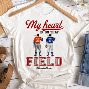 My Heart Is On That Field, Personalized Shirt, Baseball Mom Cheering Shirt, Mother's Day Gift, Birthday Gift For Mom - Shirts - GoDuckee