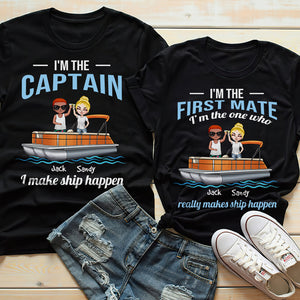 Personalized Pontoon Couple Shirts - I'm The Captain, I Make Ship Happen - Shirts - GoDuckee