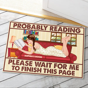 Probably Reading- Gift For Book Lover-Personalized Door Mat- Reading Book Door Mat - Doormat - GoDuckee