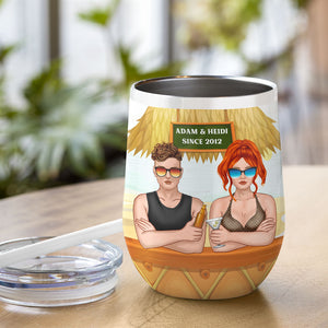 Personalized Drinking Beach Couple Wine Tumbler - Love You To The Beach And Back - Wine Tumbler - GoDuckee