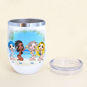 Bikini Sister Dolls - Personalized Wine Tumbler - Drinking We're Always Together - Wine Tumbler - GoDuckee