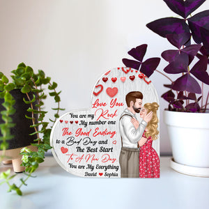 You Are My Rock, Personalized Heart Shaped Acrylic Plaque, Gifts For Couple - Decorative Plaques - GoDuckee
