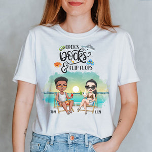 Decks Docks And Flip Flops Personalized Cruising Shirts Couple Drinking - Shirts - GoDuckee