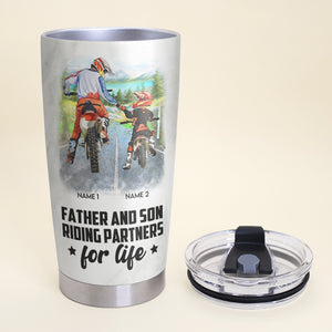 Personalized Motocross Tumbler - Father and Daughter - Riding Partners For Life - Tumbler Cup - GoDuckee