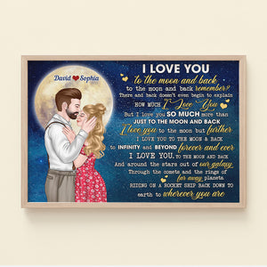 I Love You To The Moon And Back, Kissing Canvas Print Gift For Couple - Poster & Canvas - GoDuckee