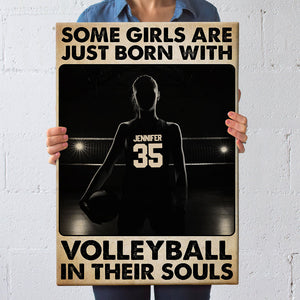 Personalized Volleyball Girl Poster - Some Girls Are Just Born With The Volleyball In Their Souls - Vintage - Poster & Canvas - GoDuckee