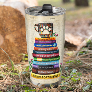 Personalized Reading Girl Tumbler - Girl Reading with Her Cats - Tumbler Cup - GoDuckee