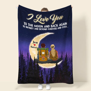 Personalized Hiking Couple Blanket - I Love You To The Moon and Back - Blanket - GoDuckee