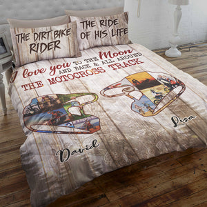 Motocross Couple The Dirt Bike Rider The Ride Of His Life Personalized Quilt Bed Set - Quilts & Comforters - GoDuckee