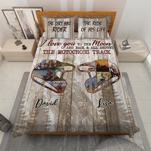 Motocross Couple The Dirt Bike Rider The Ride Of His Life Personalized Quilt Bed Set - Quilts & Comforters - GoDuckee