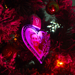 A Big Piece Of My Heart Lives In Heaven Personalized Led Acrylic Custom Shape Ornament, Christmas Gift - Ornament - GoDuckee