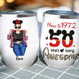 50 Years Of Being Awesome Personalized Age Wine Tumbler Gift For Her - Wine Tumbler - GoDuckee
