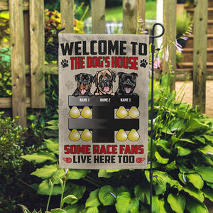 Personalized Gifts For Dog Lover, Welcome to the dog's house With Drag Tree Light Custom Dog Breeds Flag - Flag - GoDuckee