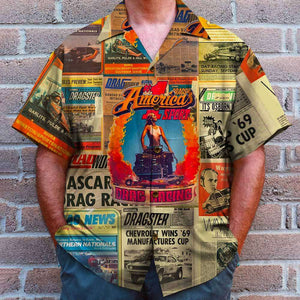 Drag Racing Newspaper Hawaiian Shirt, Aloha Shirt - Hawaiian Shirts - GoDuckee